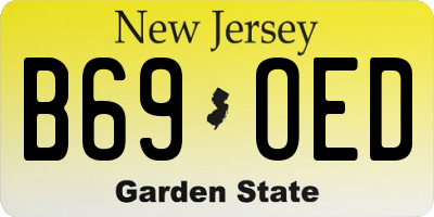 NJ license plate B69OED