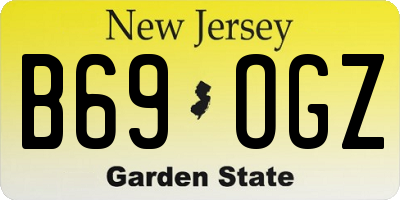 NJ license plate B69OGZ