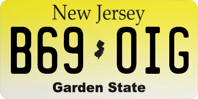 NJ license plate B69OIG