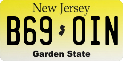 NJ license plate B69OIN