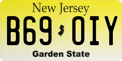 NJ license plate B69OIY