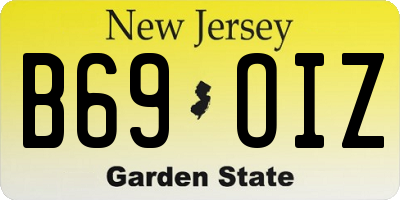 NJ license plate B69OIZ