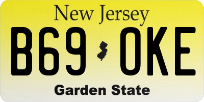NJ license plate B69OKE