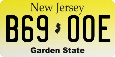 NJ license plate B69OOE
