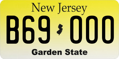 NJ license plate B69OOO