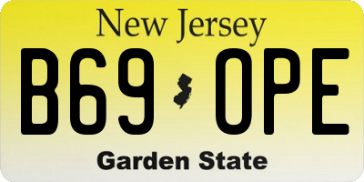NJ license plate B69OPE