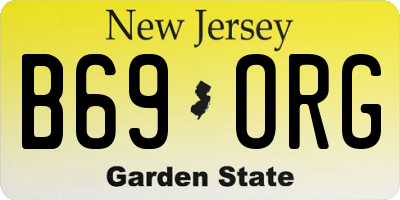 NJ license plate B69ORG