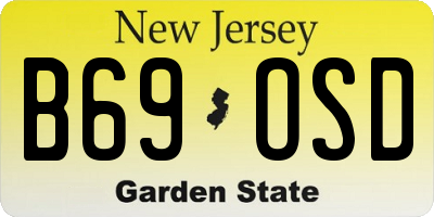 NJ license plate B69OSD