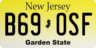 NJ license plate B69OSF