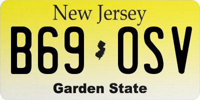 NJ license plate B69OSV
