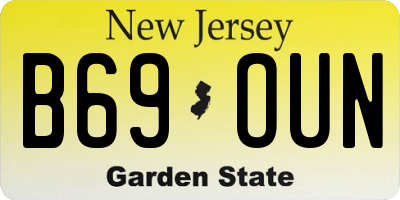 NJ license plate B69OUN