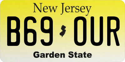 NJ license plate B69OUR