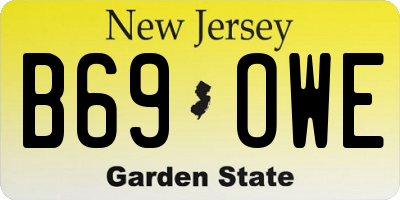 NJ license plate B69OWE