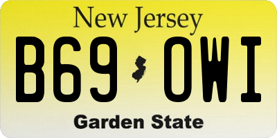 NJ license plate B69OWI