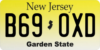 NJ license plate B69OXD