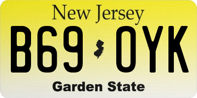NJ license plate B69OYK