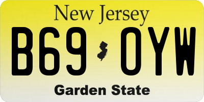 NJ license plate B69OYW
