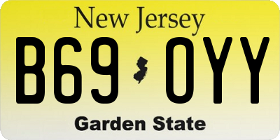 NJ license plate B69OYY