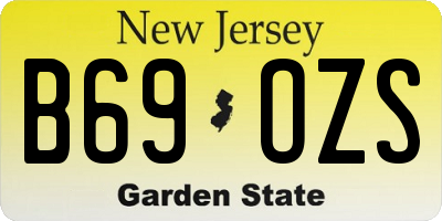 NJ license plate B69OZS