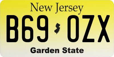 NJ license plate B69OZX