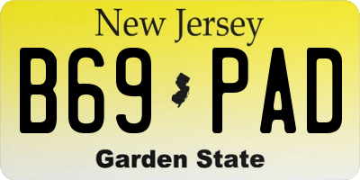 NJ license plate B69PAD