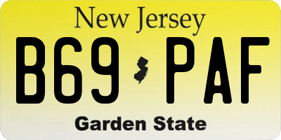 NJ license plate B69PAF