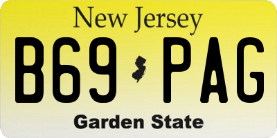 NJ license plate B69PAG