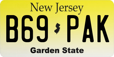 NJ license plate B69PAK