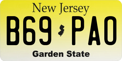 NJ license plate B69PAO