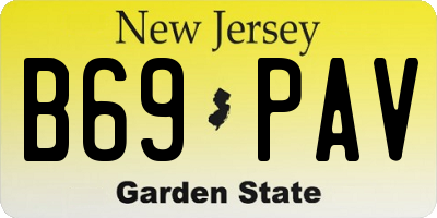 NJ license plate B69PAV