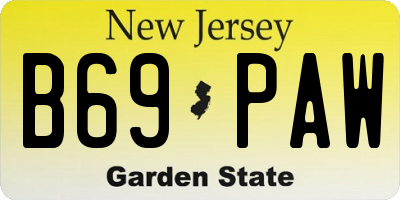NJ license plate B69PAW