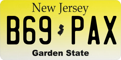 NJ license plate B69PAX