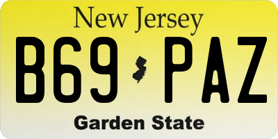 NJ license plate B69PAZ