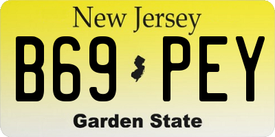NJ license plate B69PEY