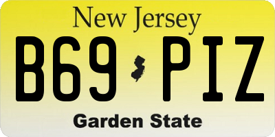 NJ license plate B69PIZ