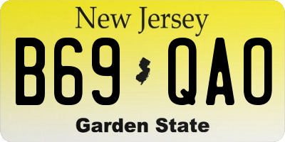 NJ license plate B69QAO