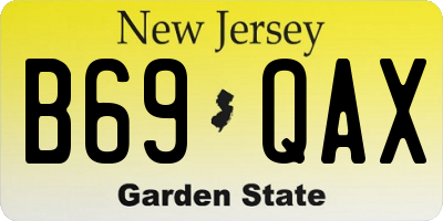 NJ license plate B69QAX