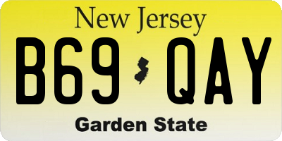 NJ license plate B69QAY