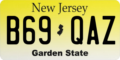 NJ license plate B69QAZ