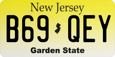 NJ license plate B69QEY