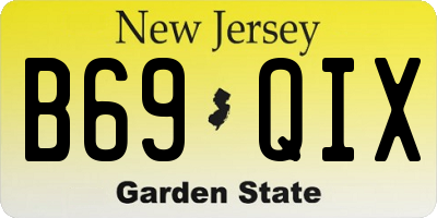 NJ license plate B69QIX