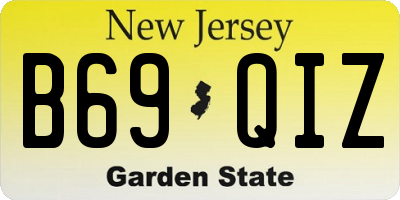 NJ license plate B69QIZ
