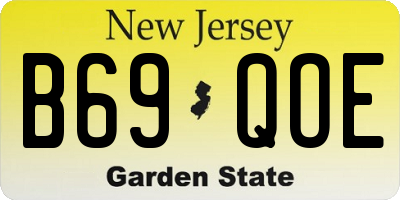 NJ license plate B69QOE