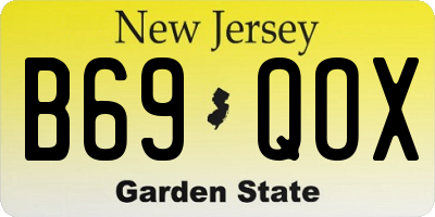 NJ license plate B69QOX