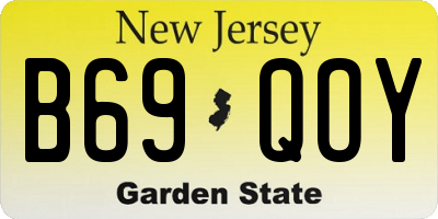 NJ license plate B69QOY