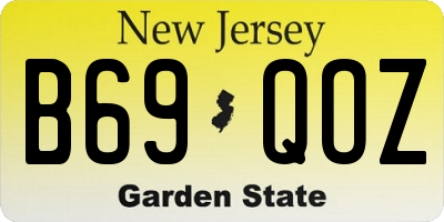 NJ license plate B69QOZ