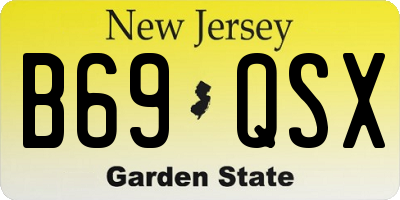 NJ license plate B69QSX
