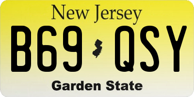 NJ license plate B69QSY