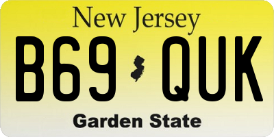 NJ license plate B69QUK