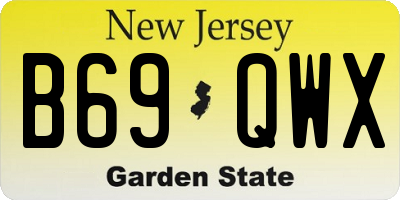 NJ license plate B69QWX